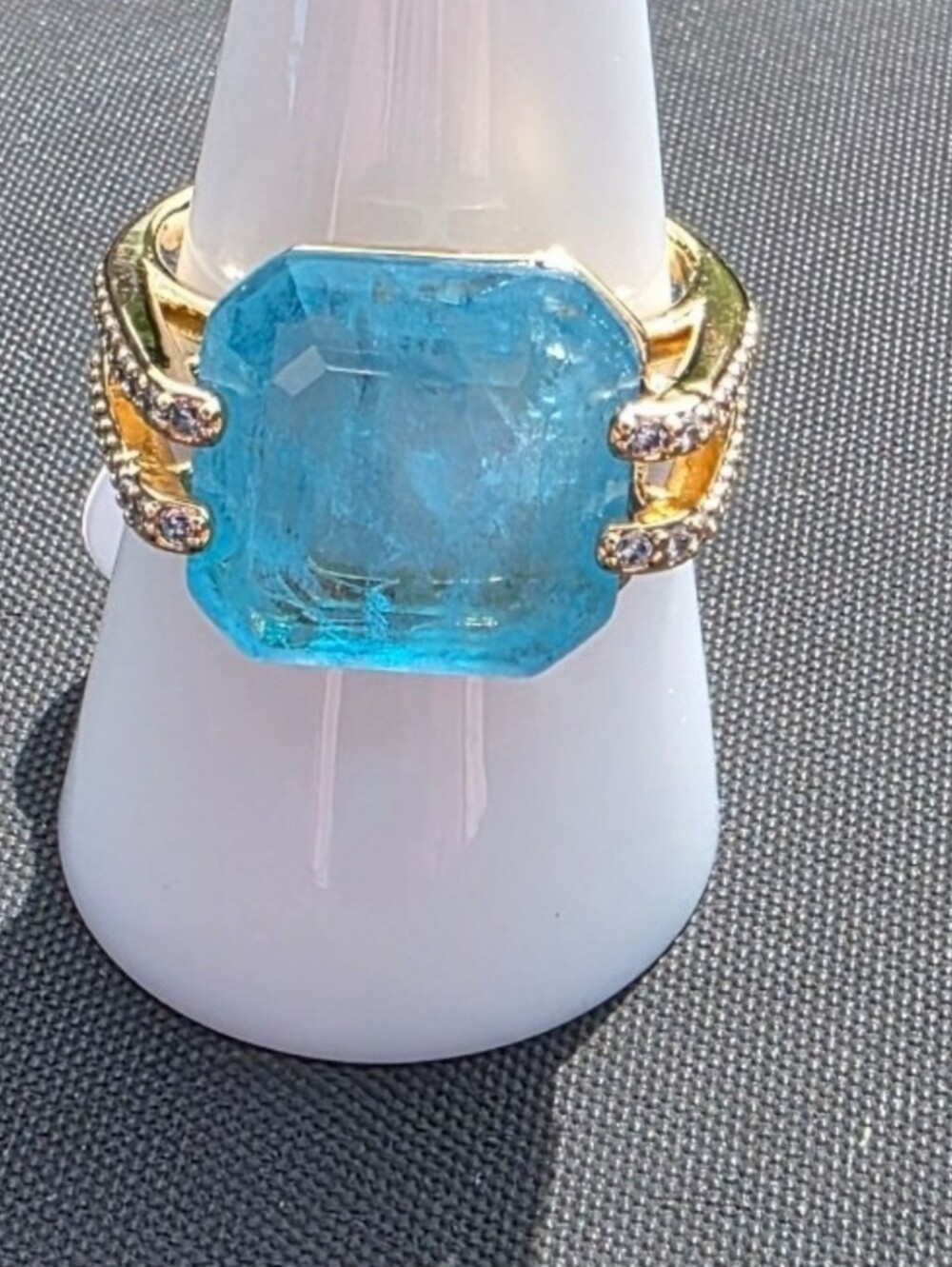 Bomb Party Ocean Blue Quartz Ring Size 8 NEW